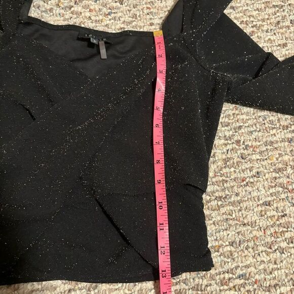 1.State Cropped Textured Wrap Top Black Glitter Shimmer- Size Small - Picture 6 of 8